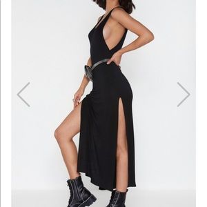 Nasty Gal Burgundy/ My ride or side midi dress.